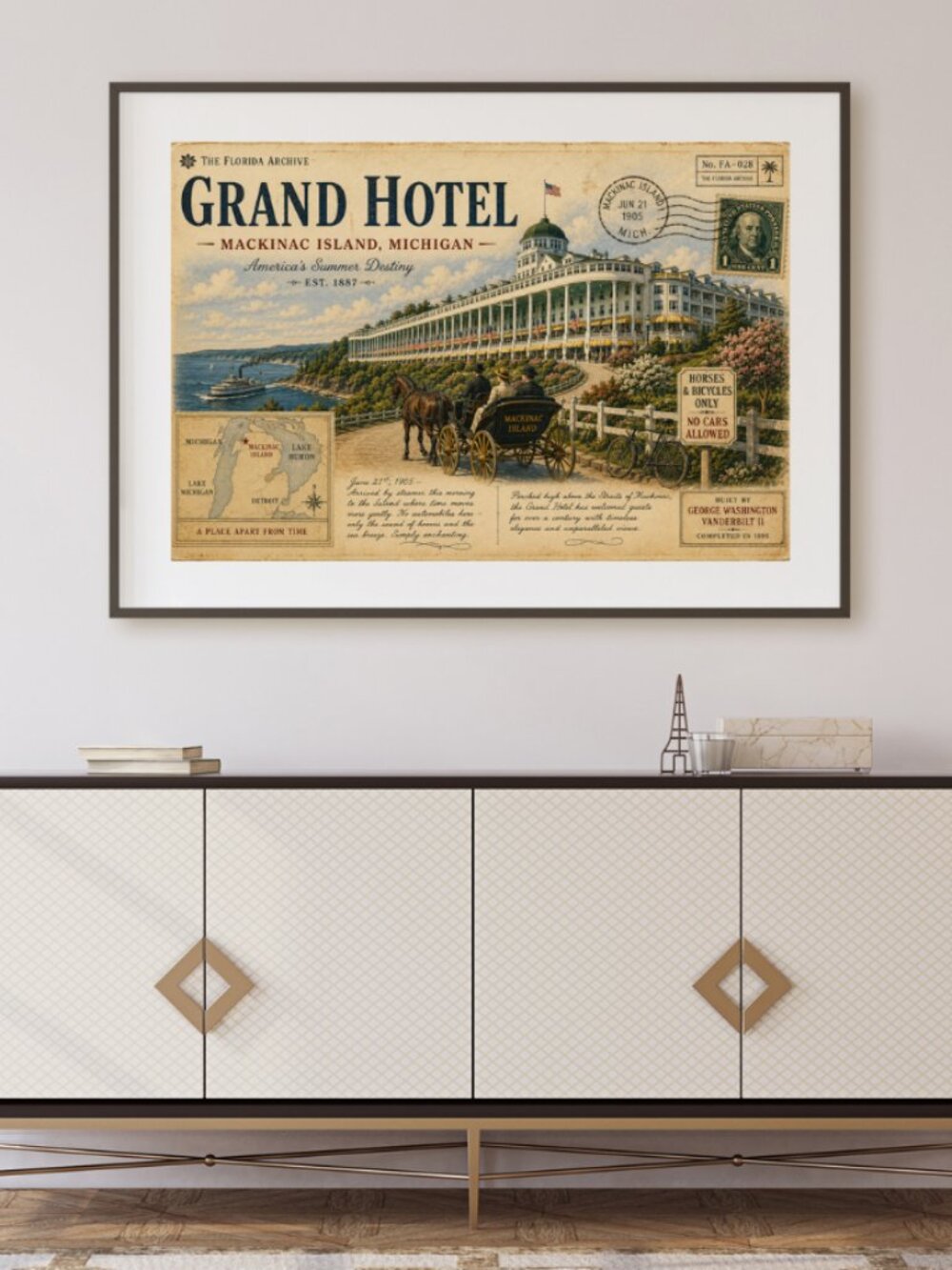 Vintage Mackinac Island Grand Hotel Canvas Print | Retro Michigan Wall Art - Picture 4 of 10